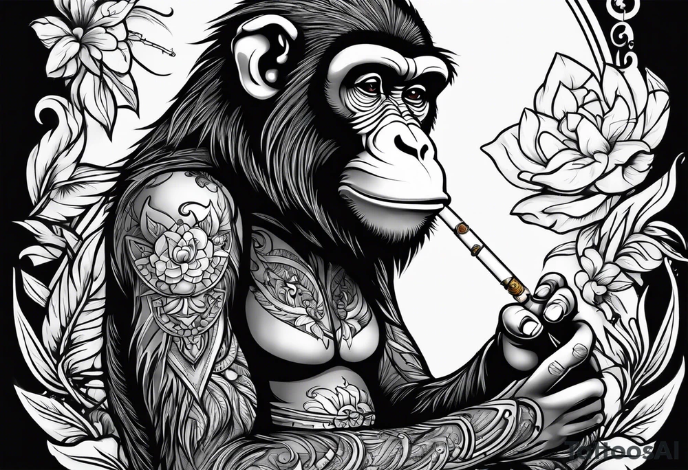 monkey smoking a ciggarette tattoo idea