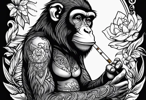 monkey smoking a ciggarette tattoo idea