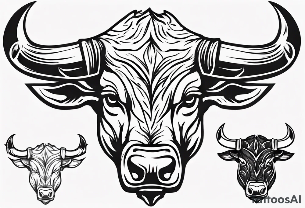 Bull head, tree outline, hockey, Finland tattoo idea