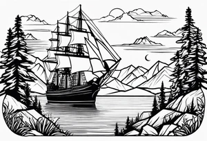 small colorado mountains and a small navy ship tattoo idea