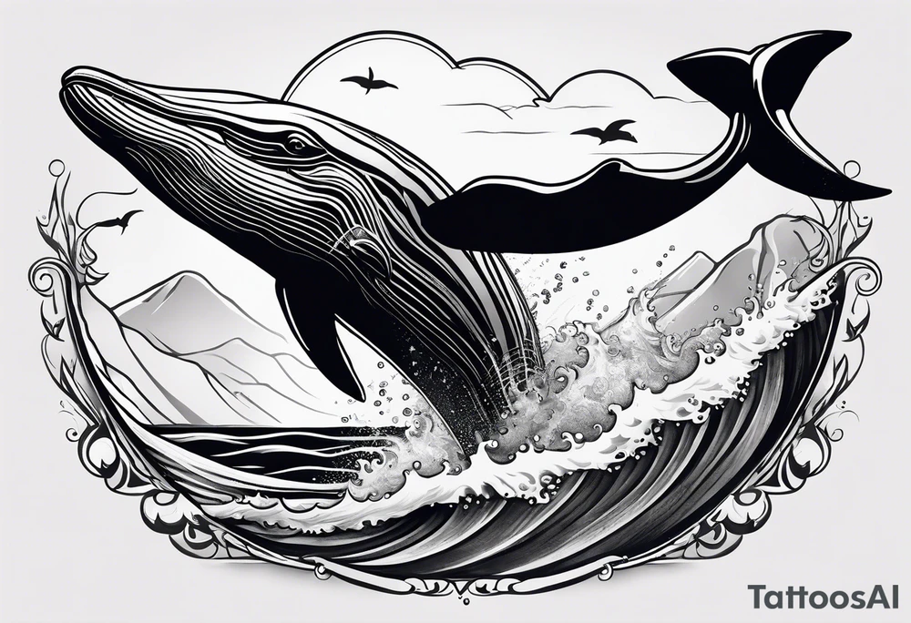 Backwards Breaching North Pacific humpback whale tattoo idea