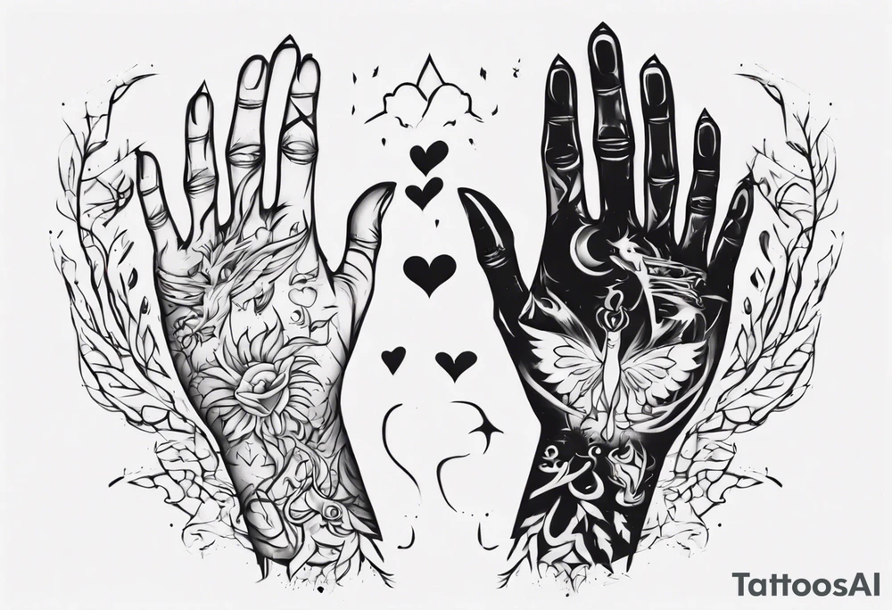 Really simple 
and clean tattoo of 
 that represents the spiruality of
, love and unity. two hands holding tattoo idea