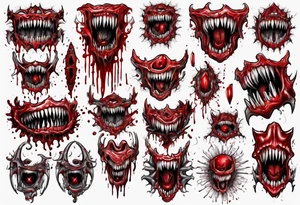 Sharp teeth
Pattern 
Horror
Blood tattoo idea