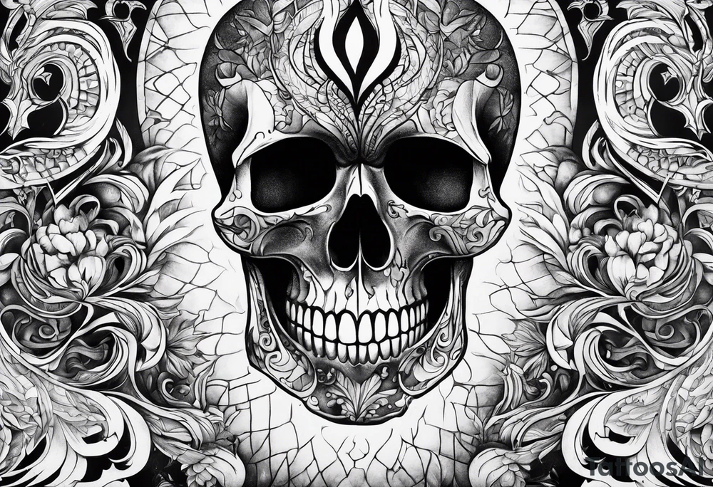 visceral heart fusioned with skull
half heart half skull tattoo idea