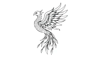 magnificent phoenix rising from golden flames with trailing embers tattoo idea