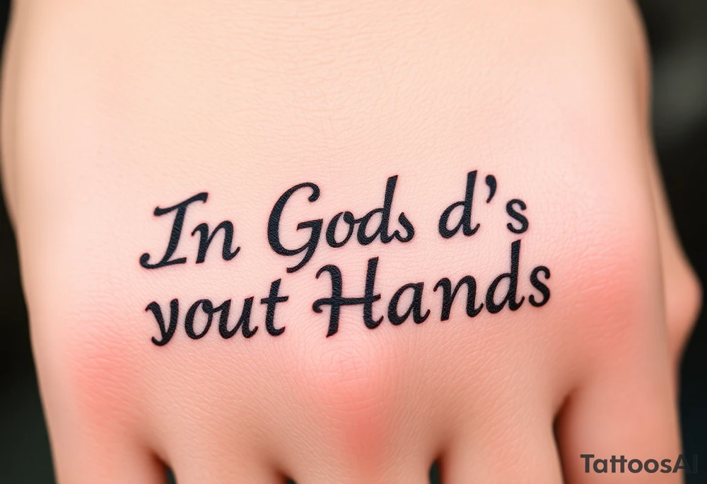 "In God's Hands" with pop out background tattoo idea