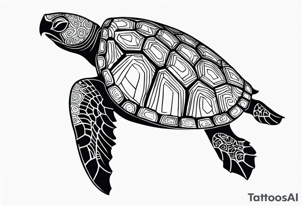 tropical psychedelic turtle's back, top down view, as seen from above tattoo idea