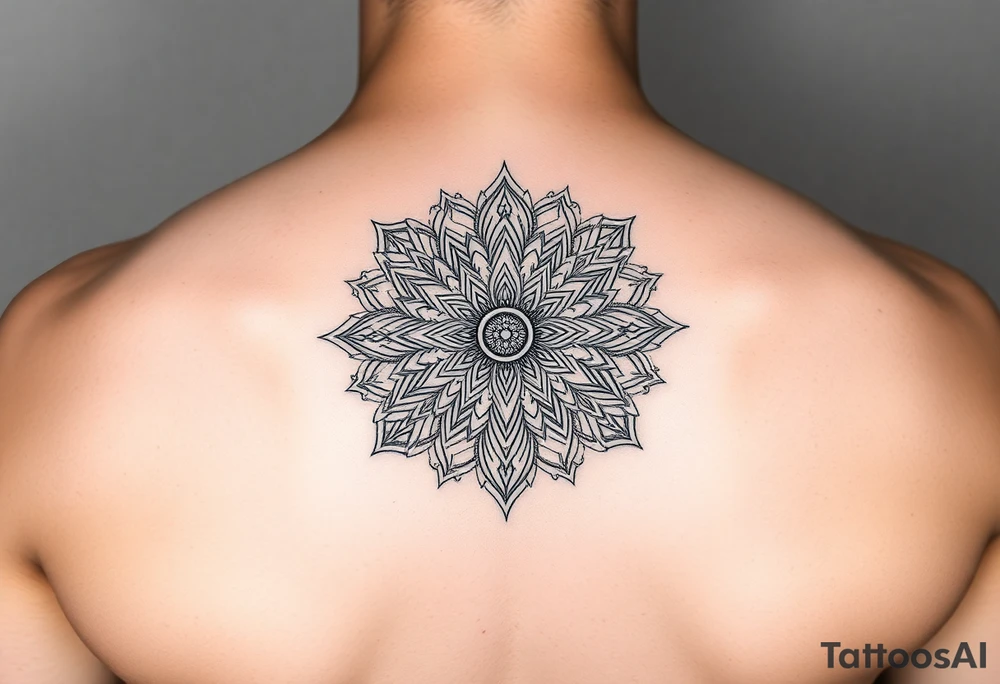intricate mandala with sacred geometry and cosmic elements tattoo idea