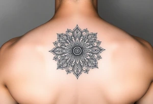 intricate mandala with sacred geometry and cosmic elements tattoo idea