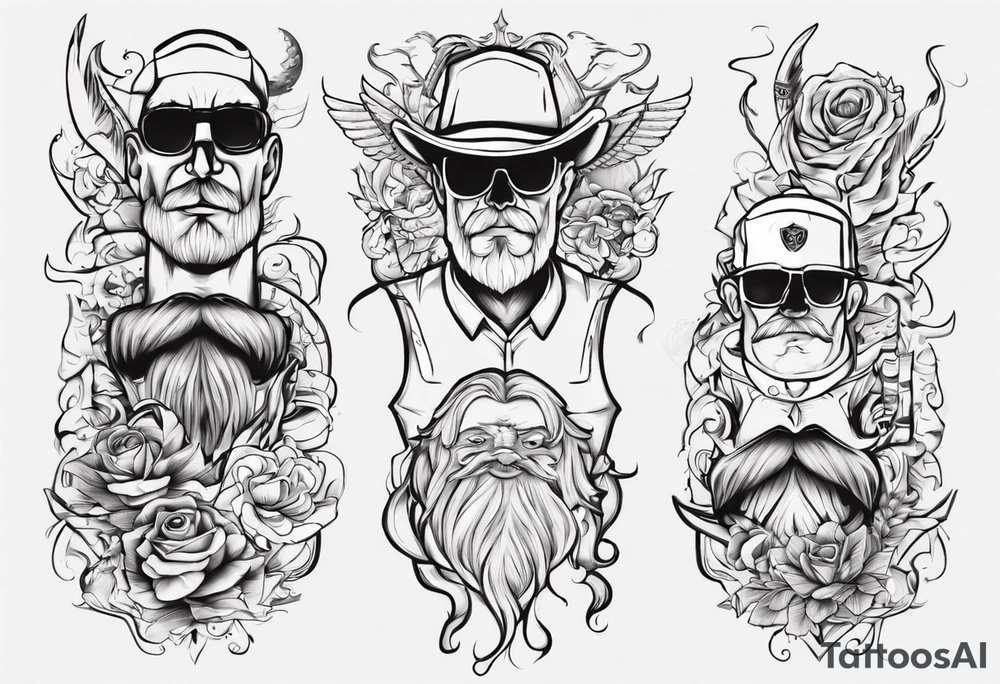 dad and son contour tattoo idea