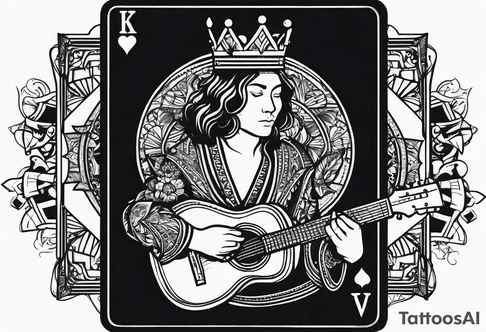 King of ace playing guitar cards tattoo idea