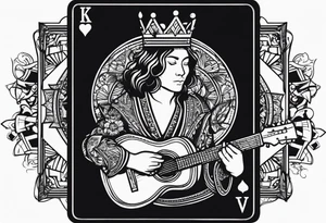 King of ace playing guitar cards tattoo idea