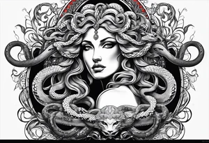 medusa, snakes, words, SA. tattoo idea