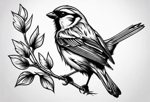 Sparrow taking off from breaking branch tattoo idea