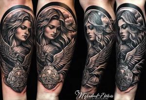 st Micheal tattoo on the outside of the forearm tattoo idea