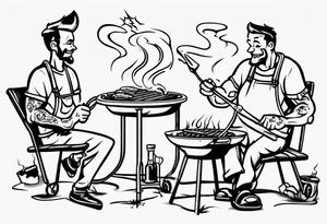 Father and son spending time grilling outside tattoo idea