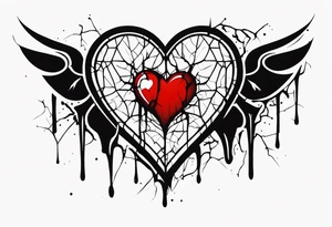 A heart bleeding ink through cracks tattoo idea