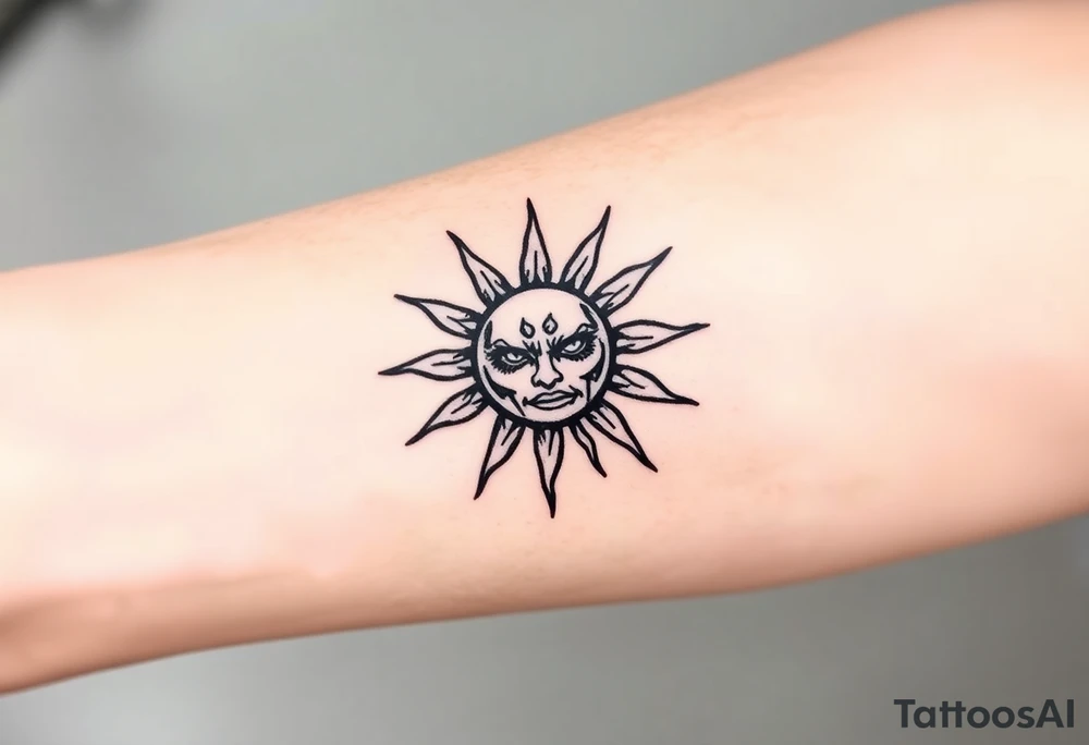 devilish sun tattoo idea