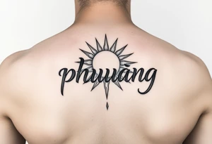 Word "phuong" written with sun tattoo idea