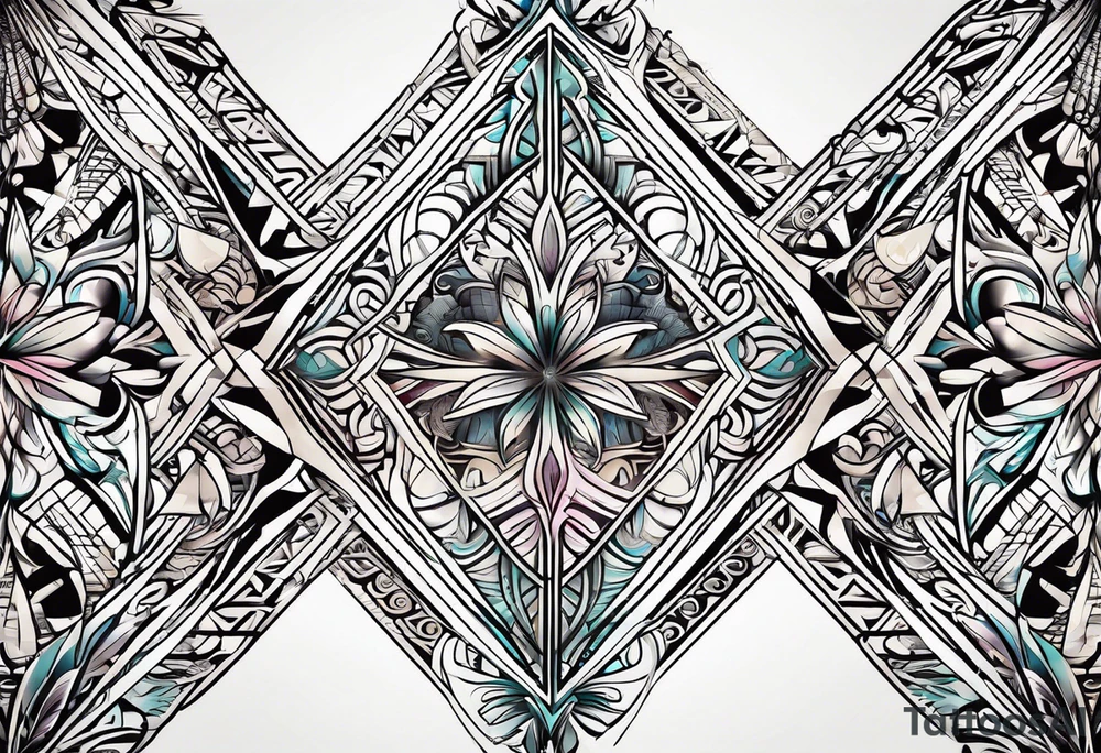 neo-tribal abstract lines gradient tattoo idea