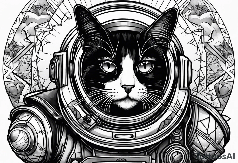 space, nature, rocket, cat tattoo idea
