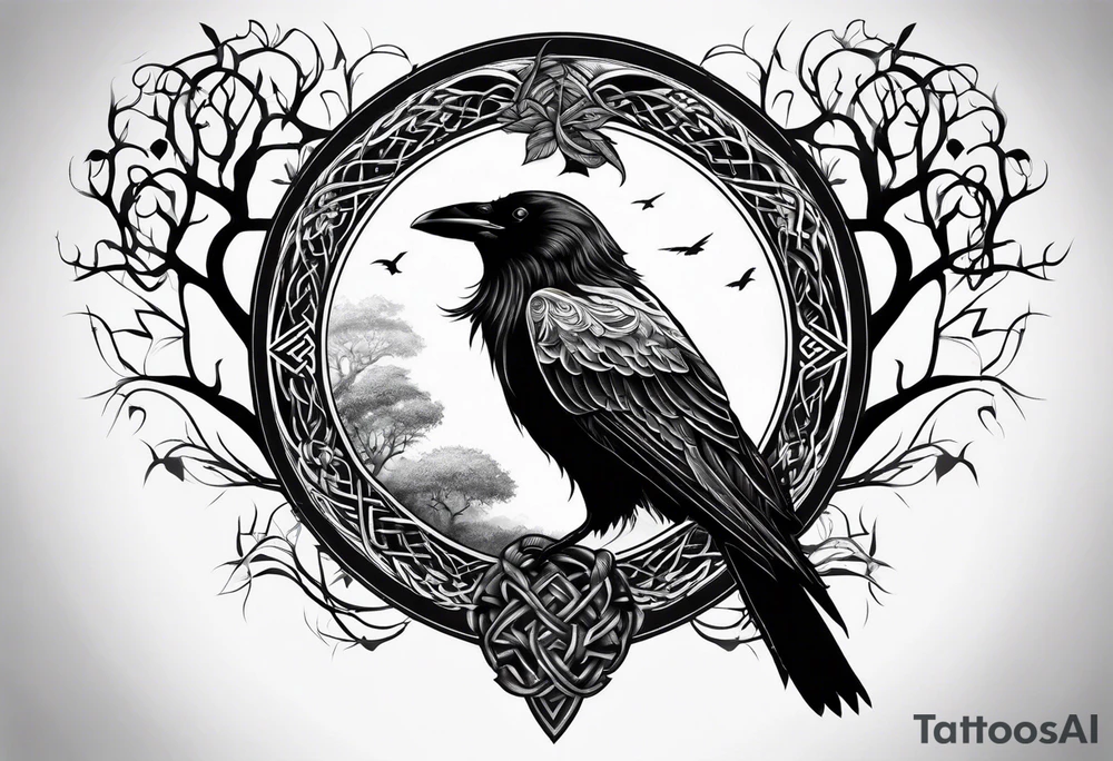world tree with a raven and knotwork sleeve tattoo tattoo idea world tree with a raven and knotwork sleeve tattoo tattoo idea