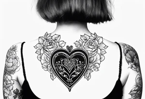 necklace heart locket with two human shadows tattoo idea
