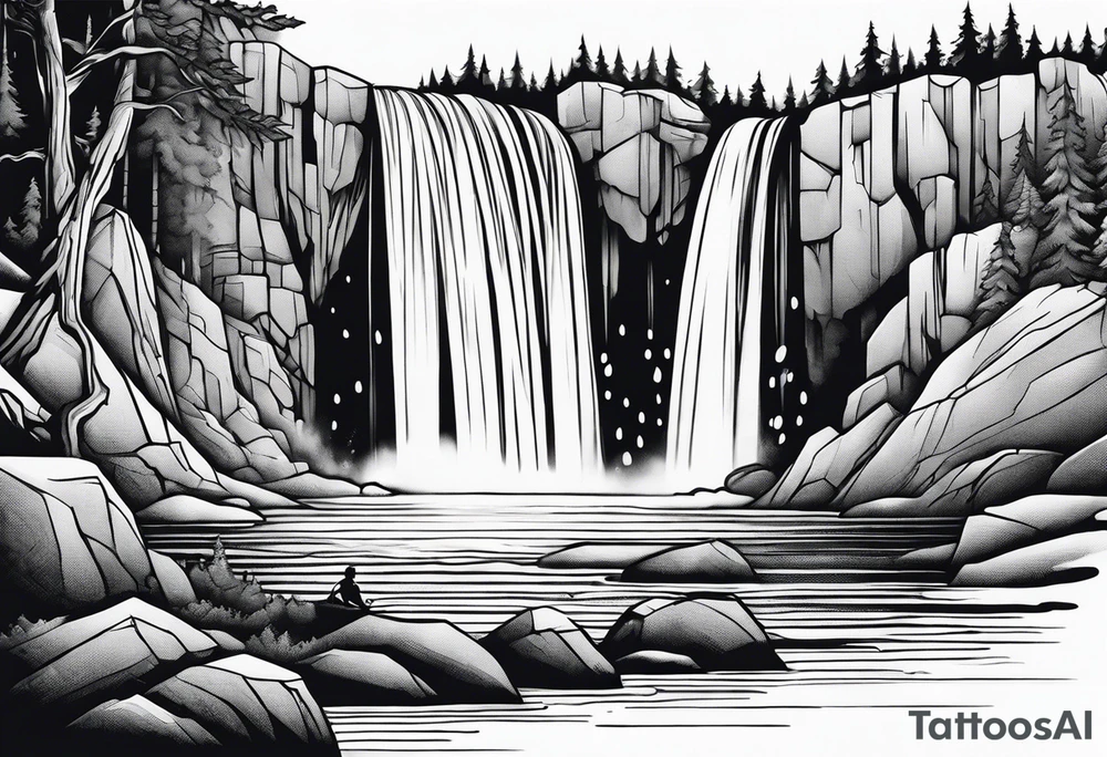 A giant from the Canadian folklore the sleeping giant sleeping under a waterfall tattoo idea