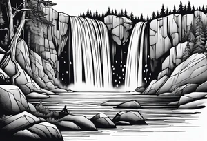 A giant from the Canadian folklore the sleeping giant sleeping under a waterfall tattoo idea