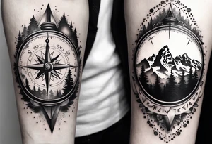 compass  with grand Tetons in the middle tattoo idea