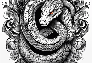 Arm tattoo with a snake amd smoke tattoo idea