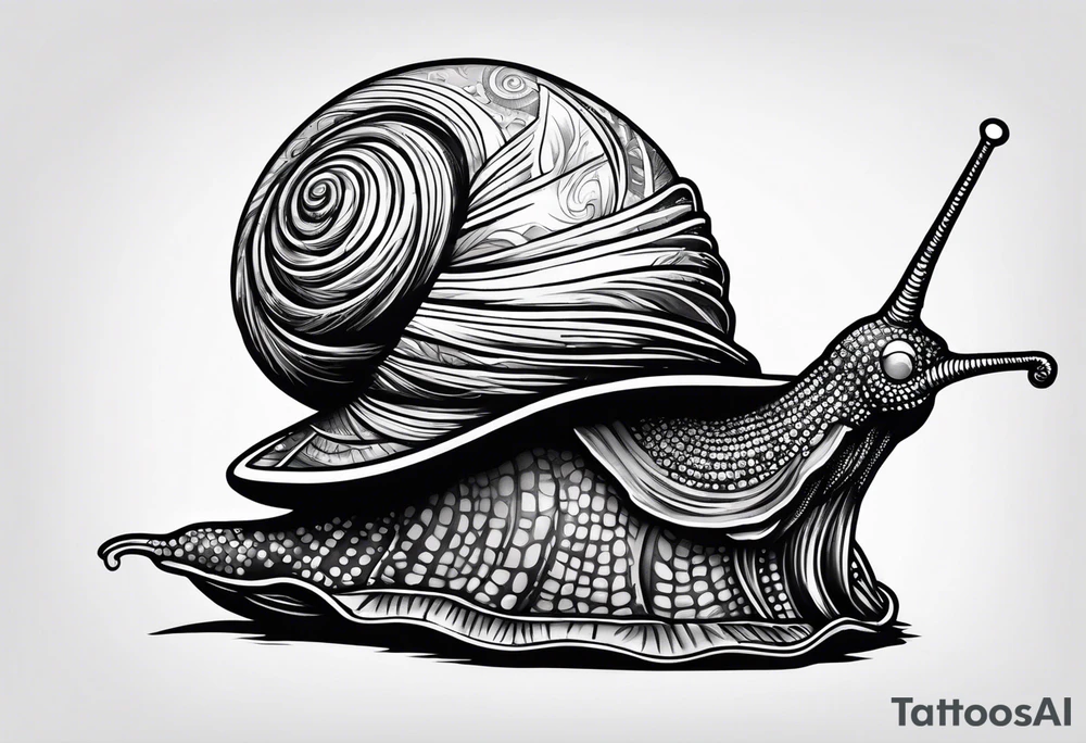 Snail wearing a traditional pirate hat on its shell tattoo idea