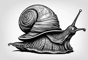 Snail wearing a traditional pirate hat on its shell tattoo idea