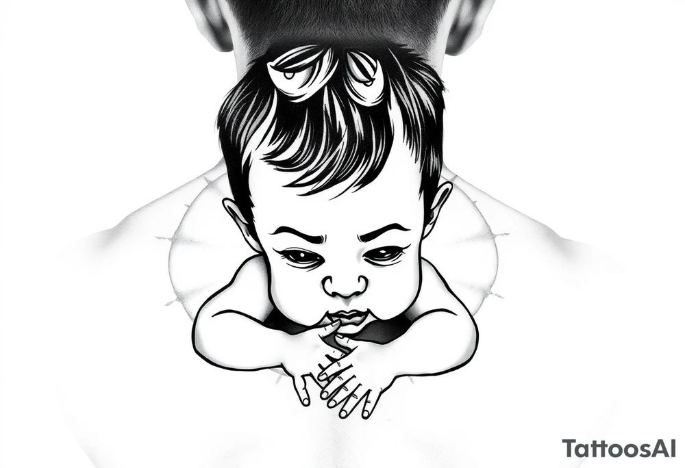 Baby boy with background tattoo idea