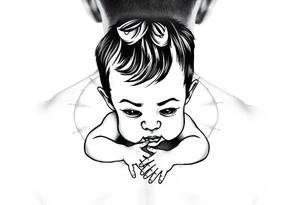 Baby boy with background tattoo idea