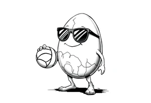 walking egg with cracked sheel in sunglasses,
, holding a volleyball tattoo idea