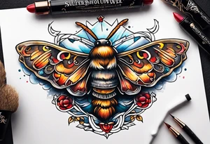 Moth and campfire tattoo idea