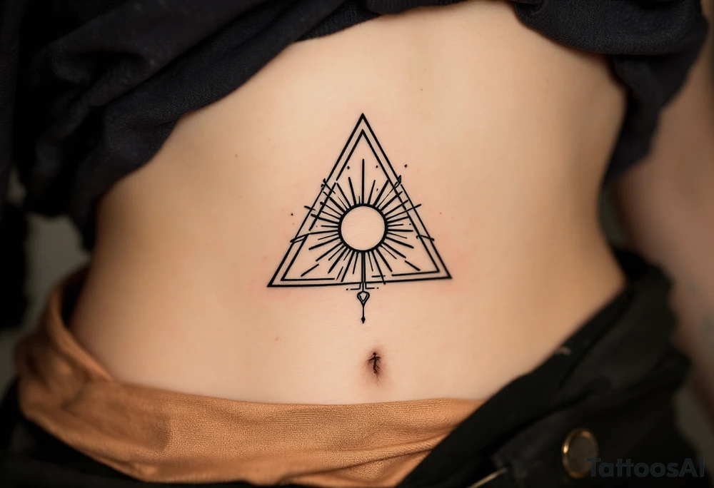 lily letter c and a rising sun triangle tattoo idea