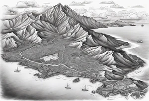 Eastern Caribbean island map tattoo idea