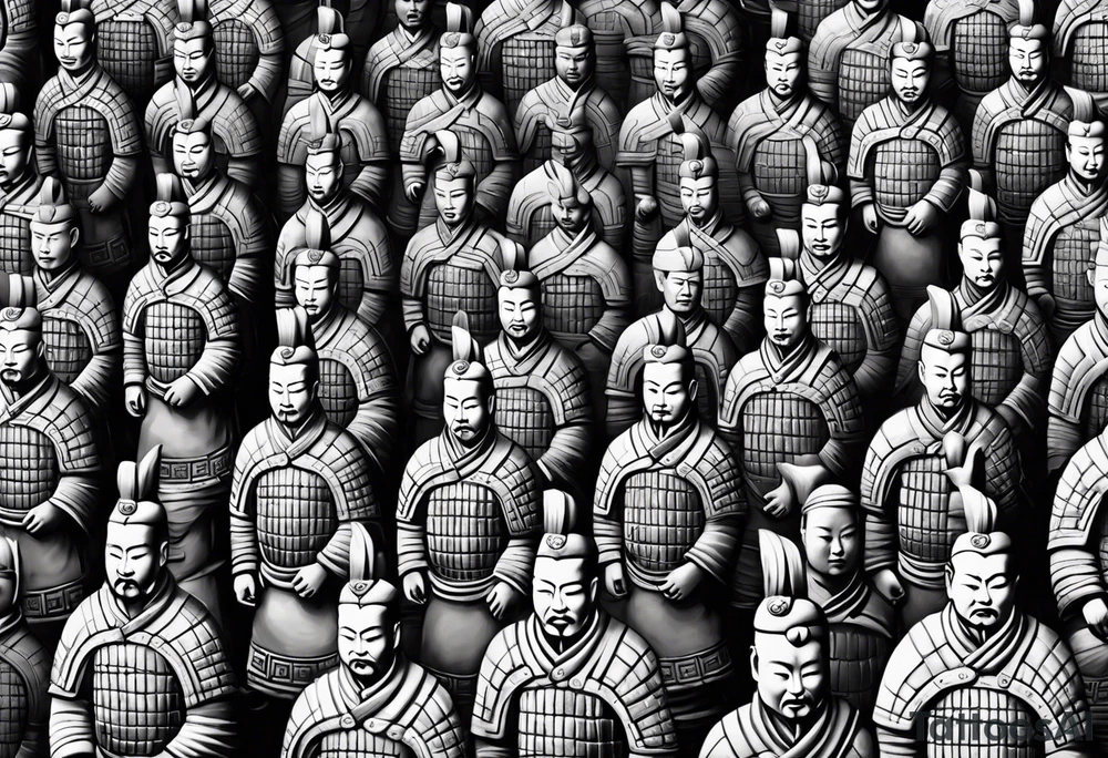 small terracotta warriors with backgruound tattoo idea