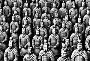 small terracotta warriors with backgruound tattoo idea