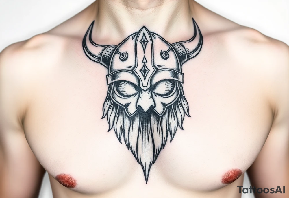 realistic large vikings helmet without face tattoo idea