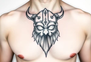 realistic large vikings helmet without face tattoo idea