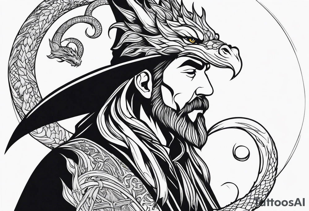 Wizard with dragon tattoo idea