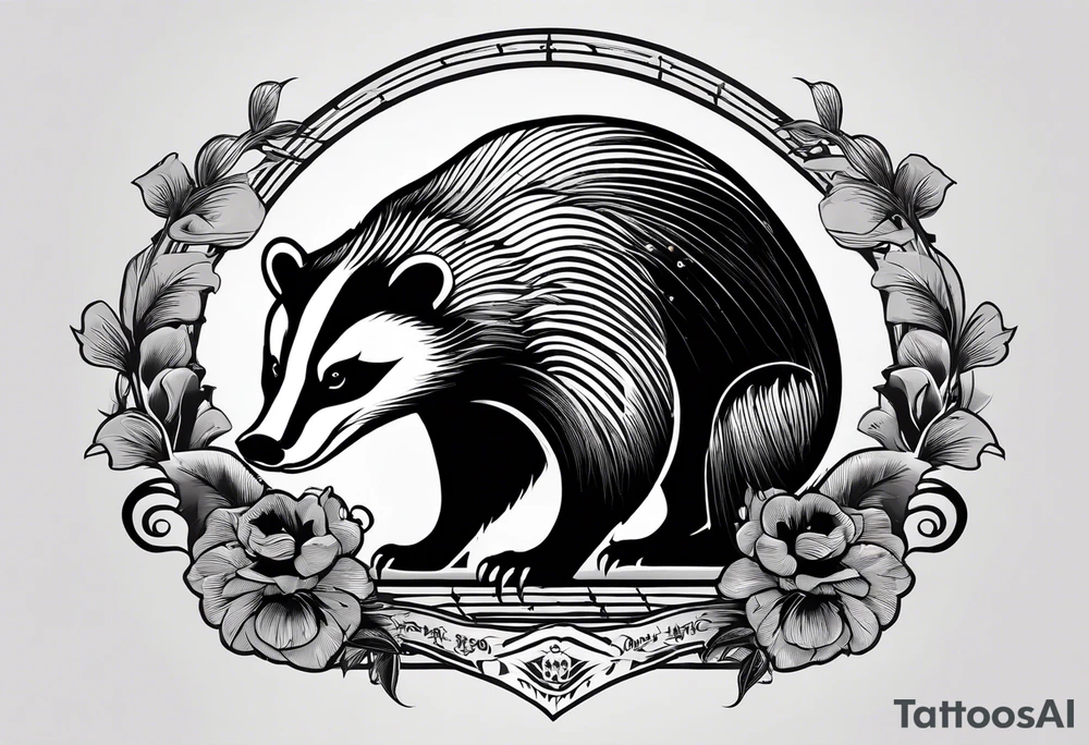 Draw me badger with aggressive full body, killer face with cute smile, very long nails and he attacks like a Turkish gladiator to enemy and also he has very deadly looking. The only weapon is his braveness he fights with his nails. tattoo idea