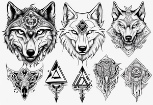 wolf head with zelda symbols tattoo idea