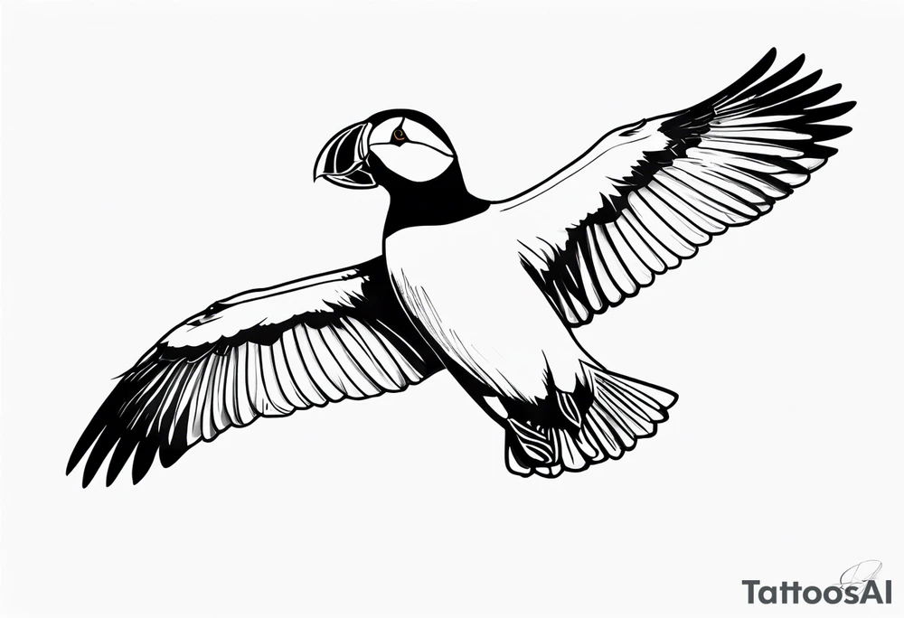 a flying puffin tattoo idea