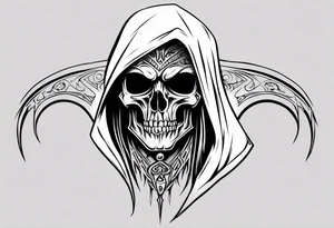 Upper half of a hooded reaper with no weapon tattoo idea
