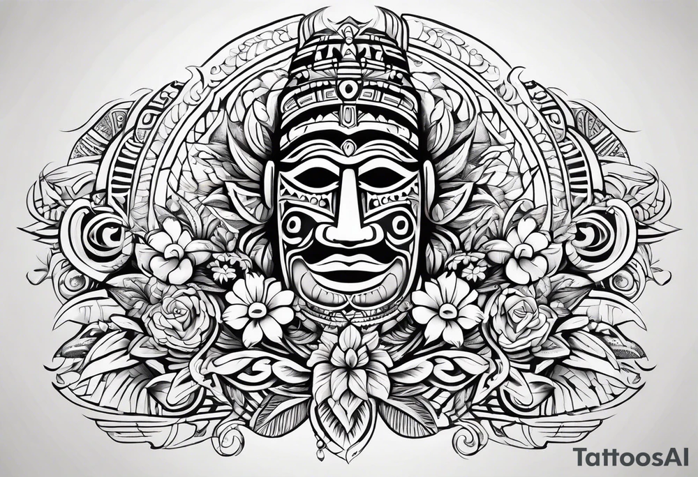 fijian tribal patterns and flowers for forearm tattoo idea