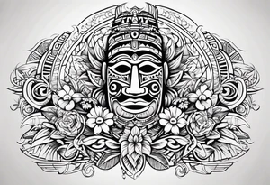 fijian tribal patterns and flowers for forearm tattoo idea